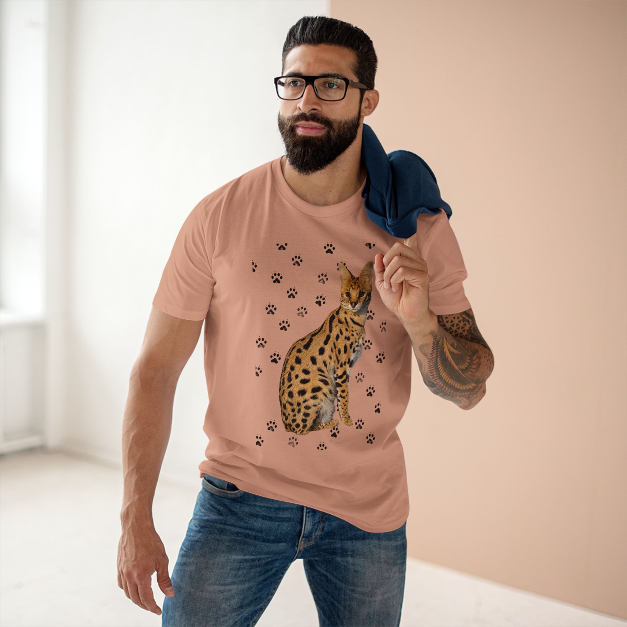 Serval Cat Paw Print Tee — Wildlife Graphic T‑Shirt