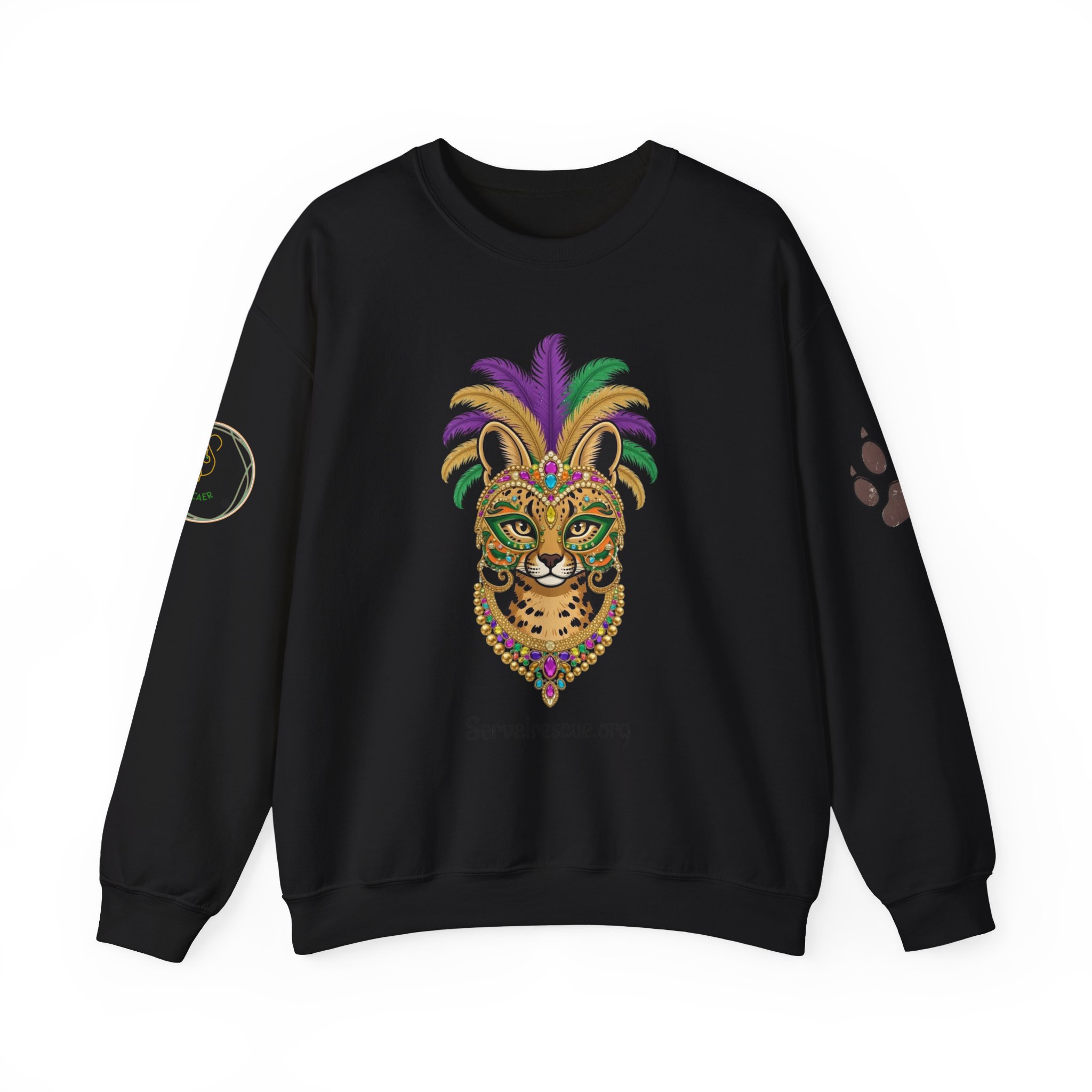 Crewneck Sweatshirt — Mardi Gras Jester Mask Graphic
