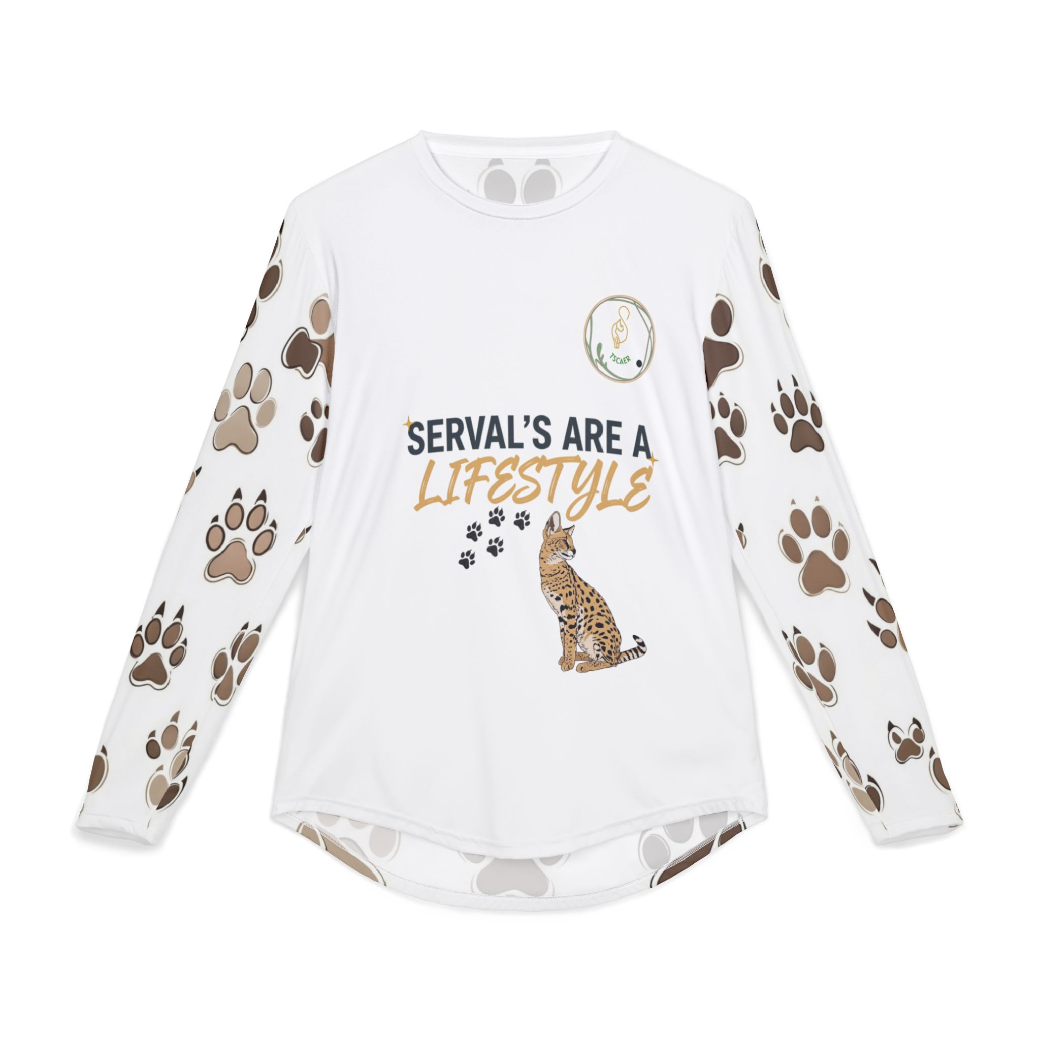 Serval Paw Print UV Long Sleeve Shirt — Men's Safari Cat Sun Protection Top