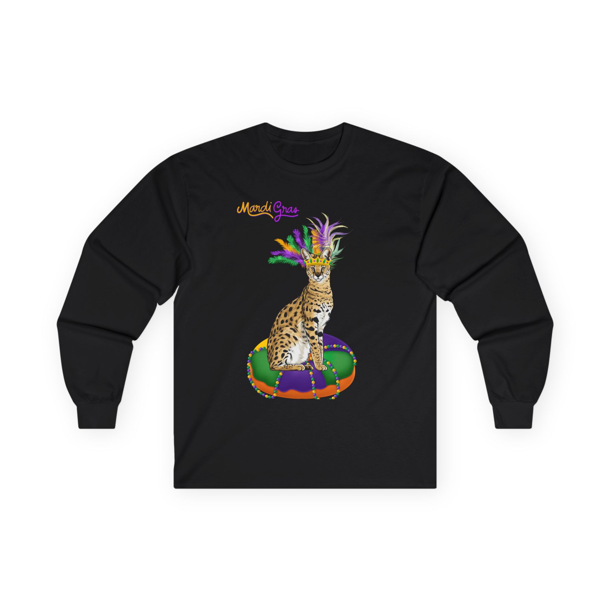Laissez Les Bons Temps Rouler Long Sleeve Tee | Mardi Gras Fleur-de-Lis Mask